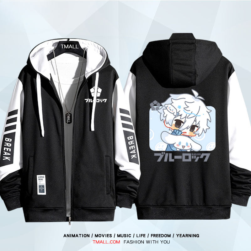 Unisex Anime Pattern Zip Up Casual Hoodie