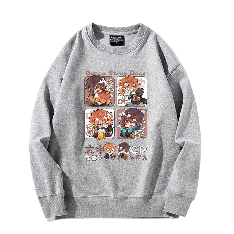 Casual Anime Dazai Graphic Loose Sweatshirt