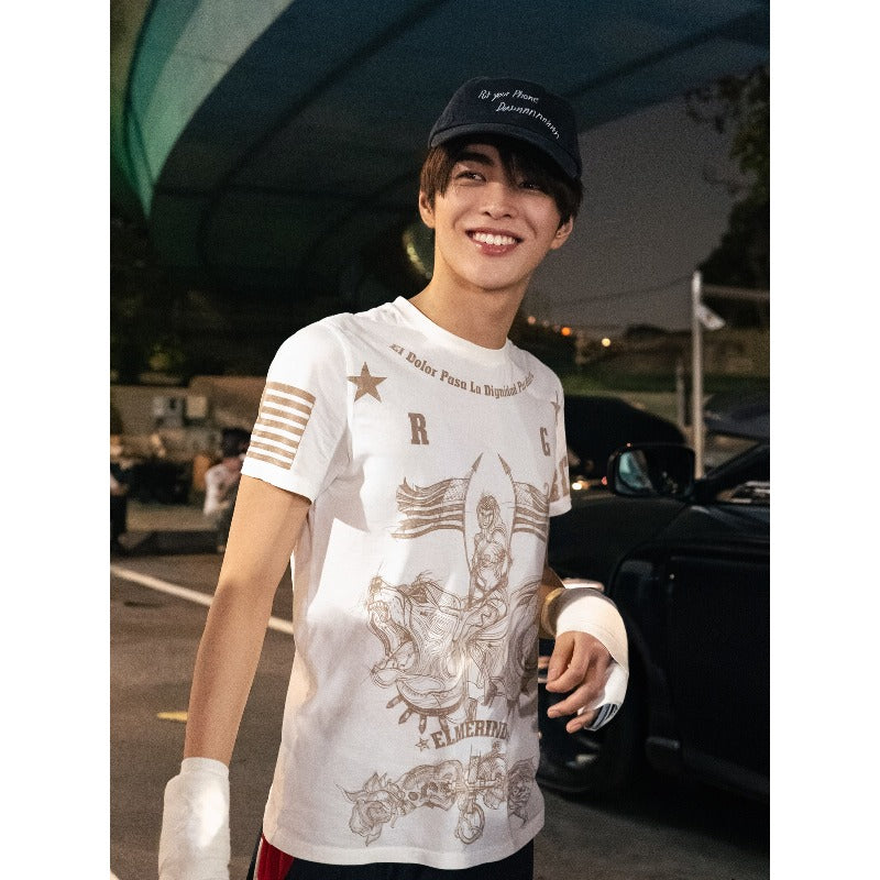 KEONHO Same Graffiti Print Short-sleeved T-shirt