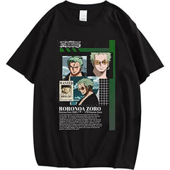 Men's Anime Zoro Printed Cotton Short-sleeved Shirt