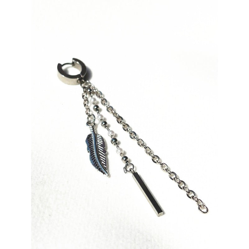 Chic Kpop Style Chain Feather Ear Buckle Earrings