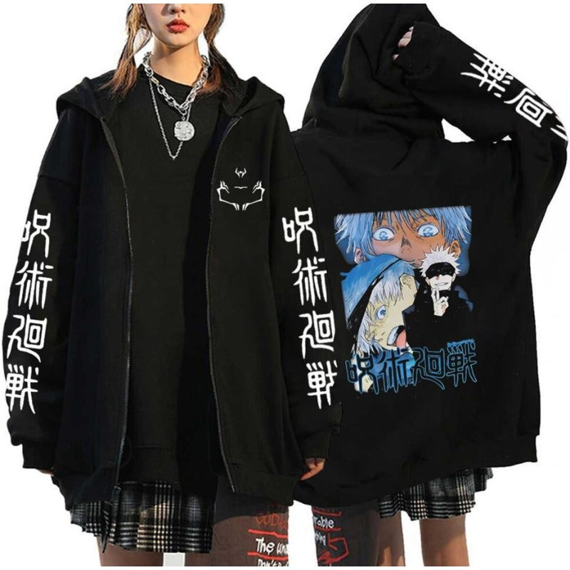 Casual Unisex Anime Graphic Print Zipper Hoodie