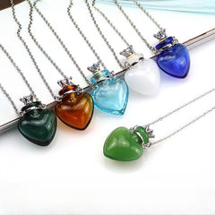 Glazed Perfume Essential Oil Bottle Pendant Necklace