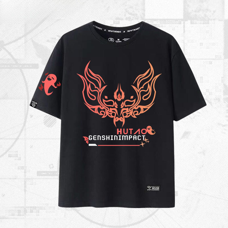 Unisex Game Hutao Casual Short-sleeved T-shirt