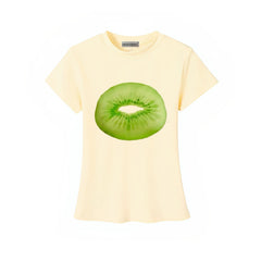 CARMEN‌ Same Kiwi Print Slim Short Sleeve T-Shirt