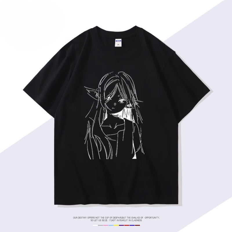 Cute Women's Anime Cotton Short-sleeved T-shirt