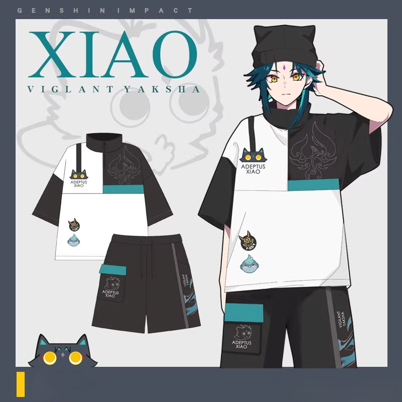 Unisex Game Xiao Cos T-shirt Shorts Set