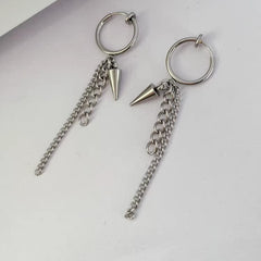 Heeseung Cone Chain Titanium Steel Earrings Earclips