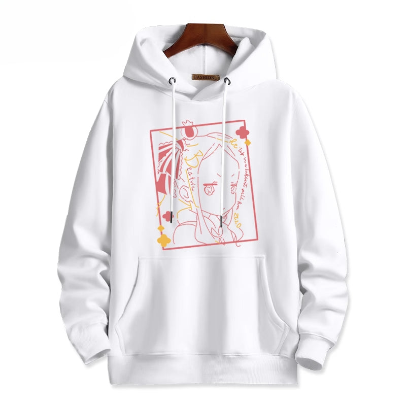 Casual Anime Graphic Print Pullover Hoodie