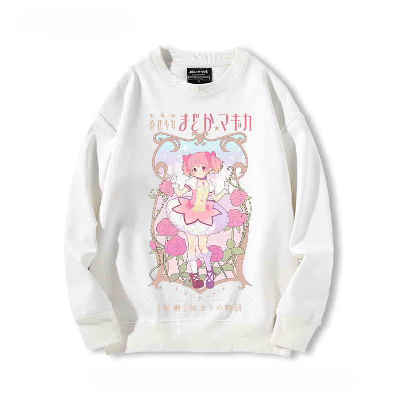 Cute Girls' Anime Crew Neck Sweatshirt