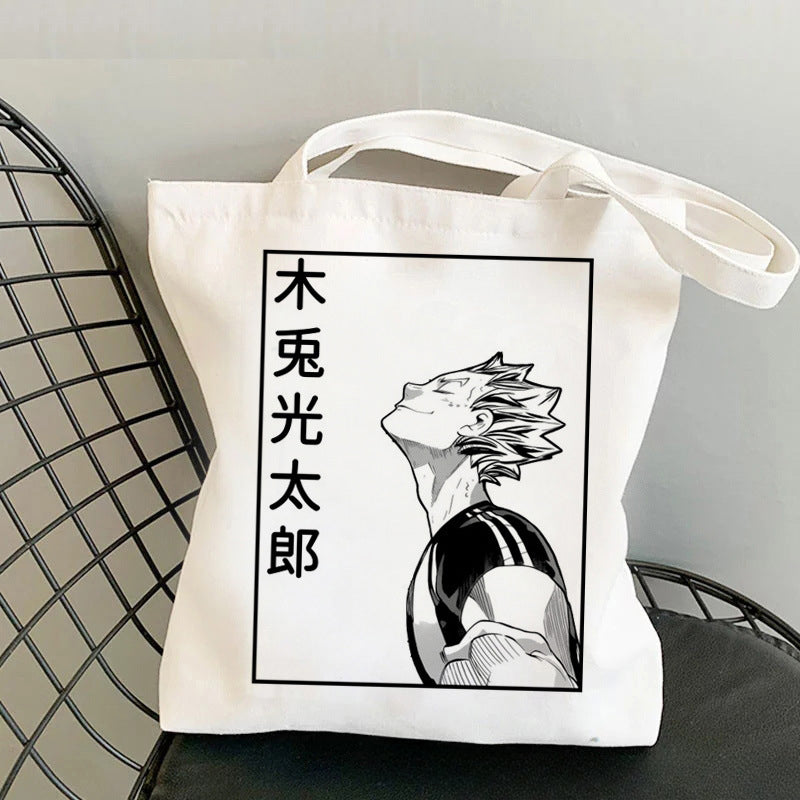 Trendy Anime Printed Canvas Shoulder Tote Bag