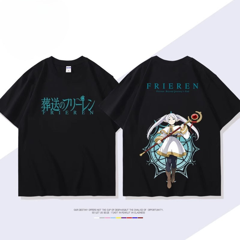 Trendy Anime Print Short-sleeved Cotton T-shirt