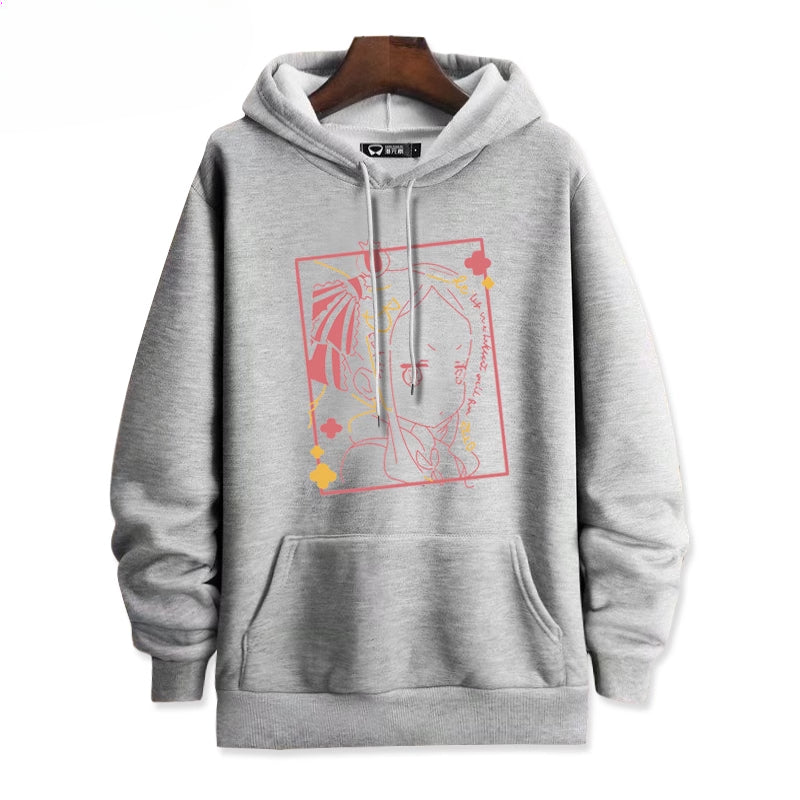 Casual Anime Graphic Print Pullover Hoodie
