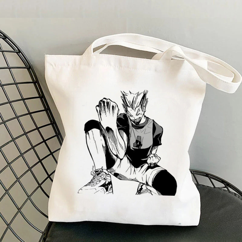 Trendy Anime Printed Canvas Shoulder Tote Bag