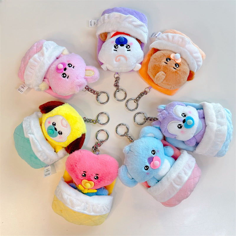 Cute Cartoon Sleeping Bag Plush Doll Pendant