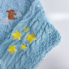 TS Star Embroidery V-neck Cardigan Sweater