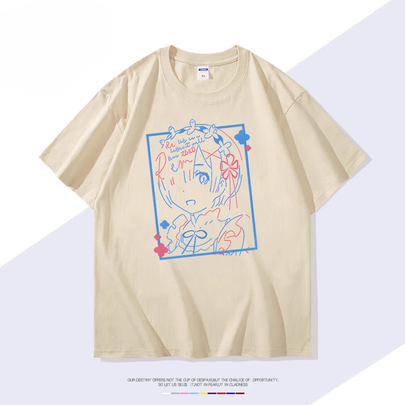 Rem Anime Cotton Short Sleeve Summer T-Shirt