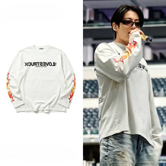 Jungkook Same Style White Long-sleeved T-shirt