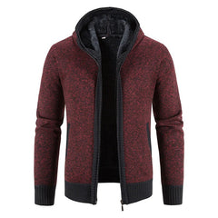 Casual Men's Slim Velvet Padded Hooded Coat