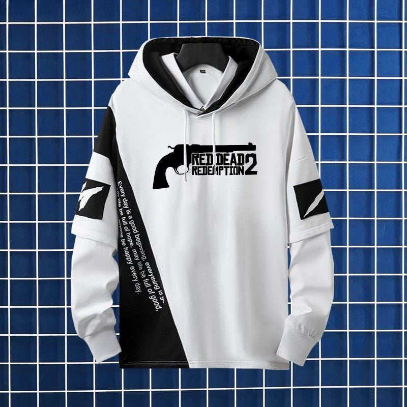 Men's Game Graphic Print Loose Pullover Hoodie