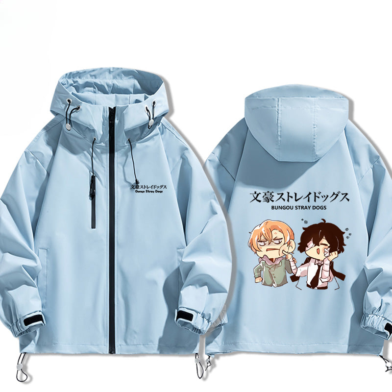 Casual Anime Graphic Print Zipper Hooded Jacket