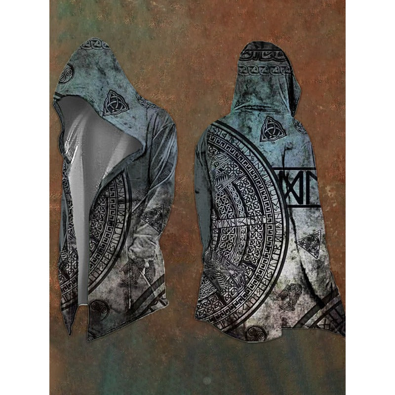 Retro Men's Digital Print Loose Hooded Jacket