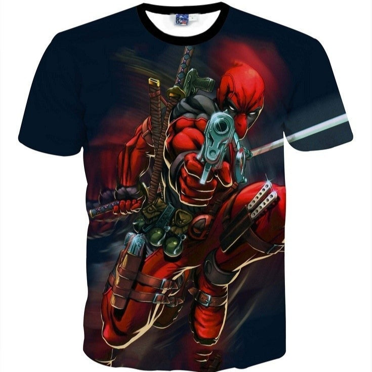 Unisex Anime Digital Print Loose Round Neck T-shirt