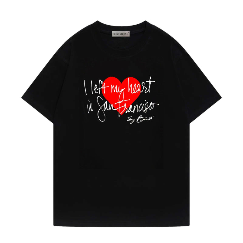 Martin Same Letter Heart Printed Short-sleeved T-shirt