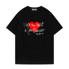 Martin Same Letter Heart Printed Short-sleeved T-shirt