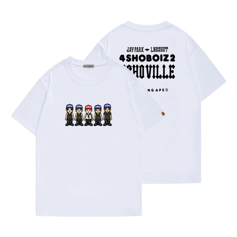 4SHOBOIZ Cartoon Printed Short-sleeved T-shirt