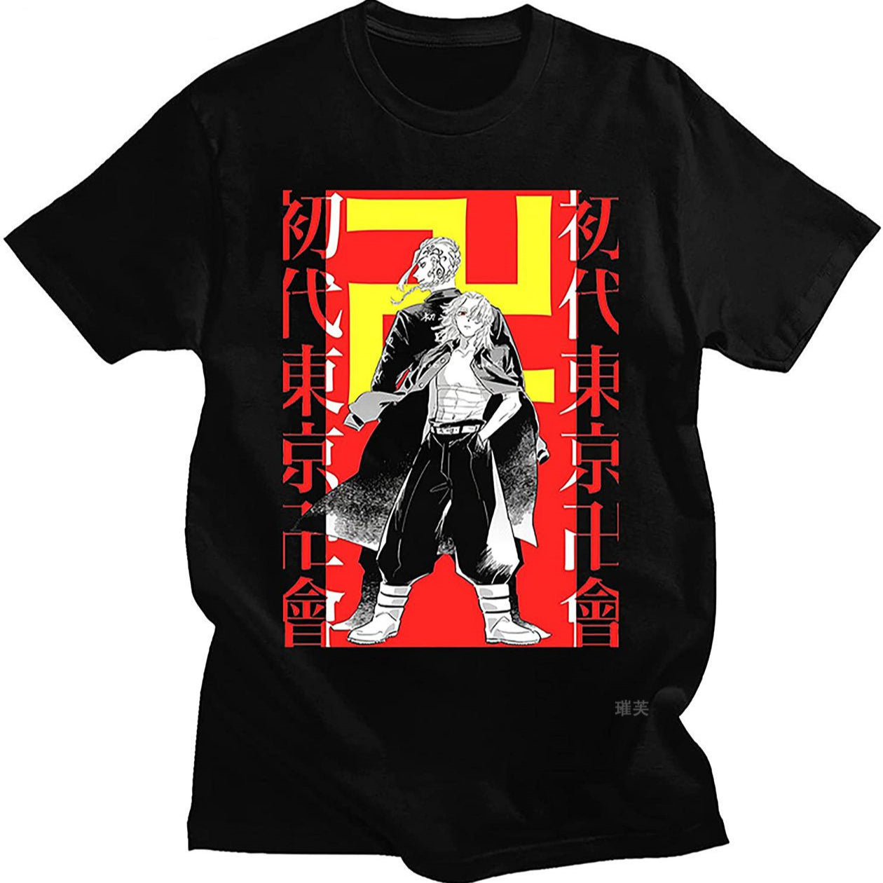 Unisex Anime Graphic Printed Casual Black T-shirt