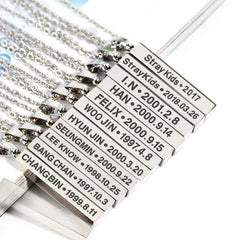 Cool Versatile Name Square Vertical Bar Necklace