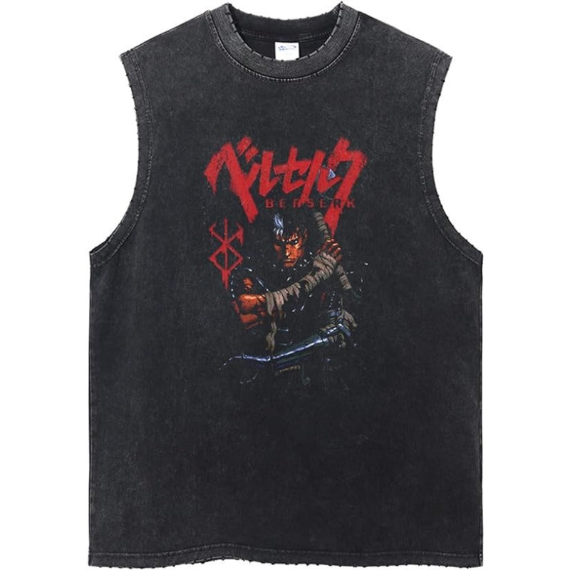 Men's Anime Print Cotton Sleeveless Vest