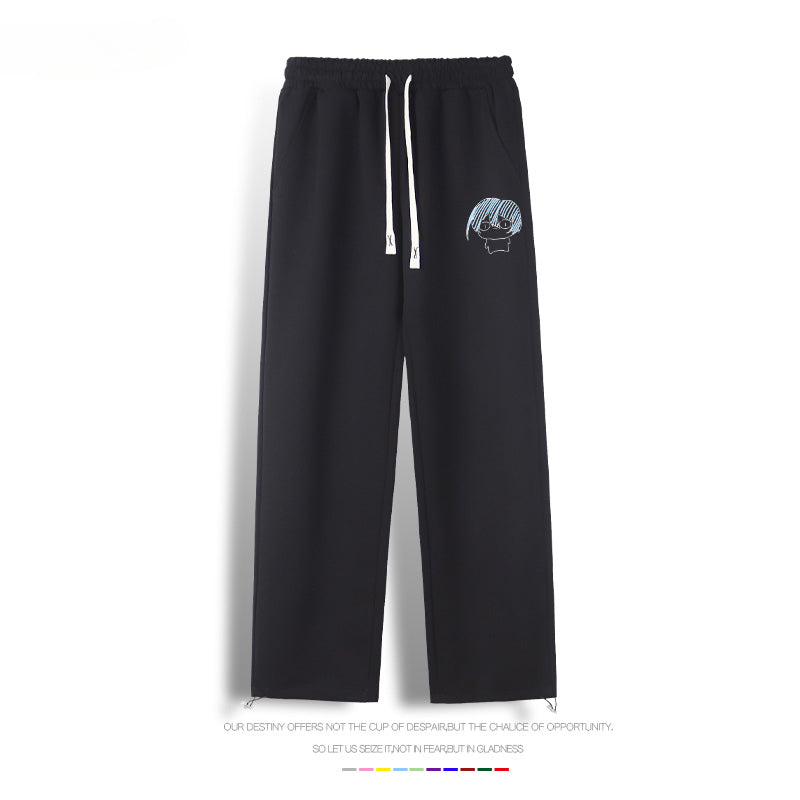 Casual Anime Logo Drawstring Sweatpants