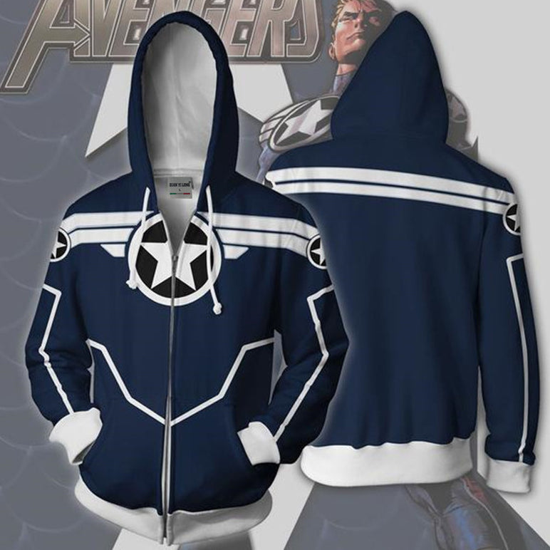 Cool Unisex Captain America Printed Cosplay Hoodie