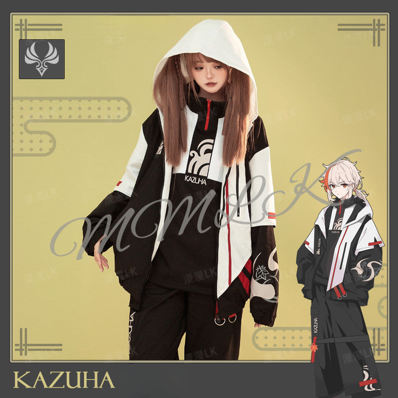 Unisex Kazuha Game Cos Trench Coat Pants Set