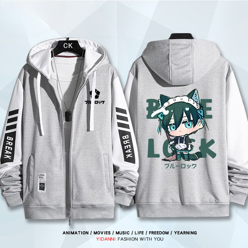 Unisex Anime Print Zipper Loose Hoodie