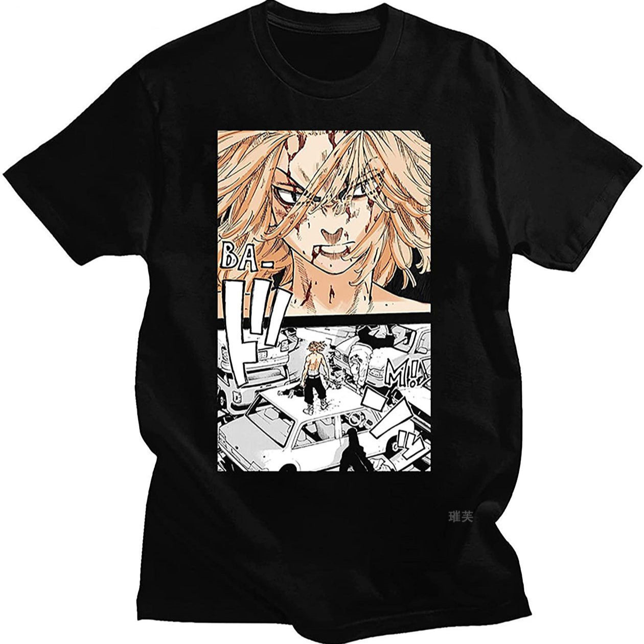 Unisex Anime Graphic Printed Casual Black T-shirt