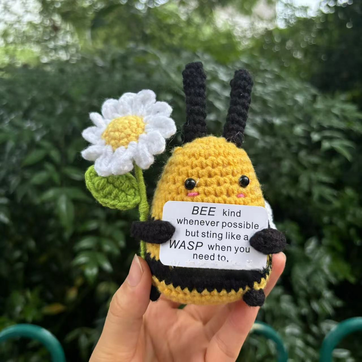 Knitted Bee Positive Doll Pendant