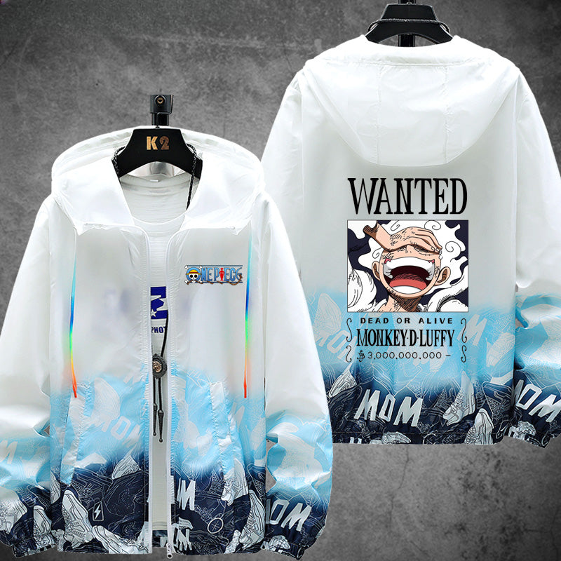 Unisex Luffy Zipper Sunscreen Thin Jacket