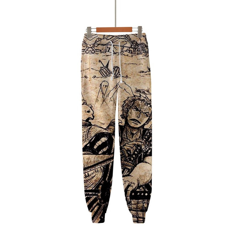 Casual Trendy Zoro Digital Print Loose Pants