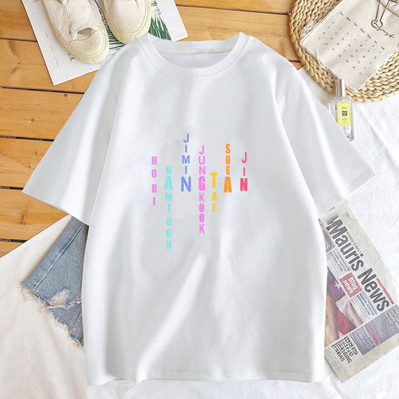 Chic Kpop Letter Print Relaxed T-shirt