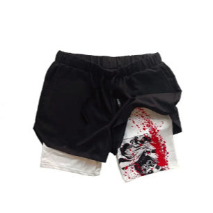 Men's Anime Digital Print Double-layer Fitness Shorts