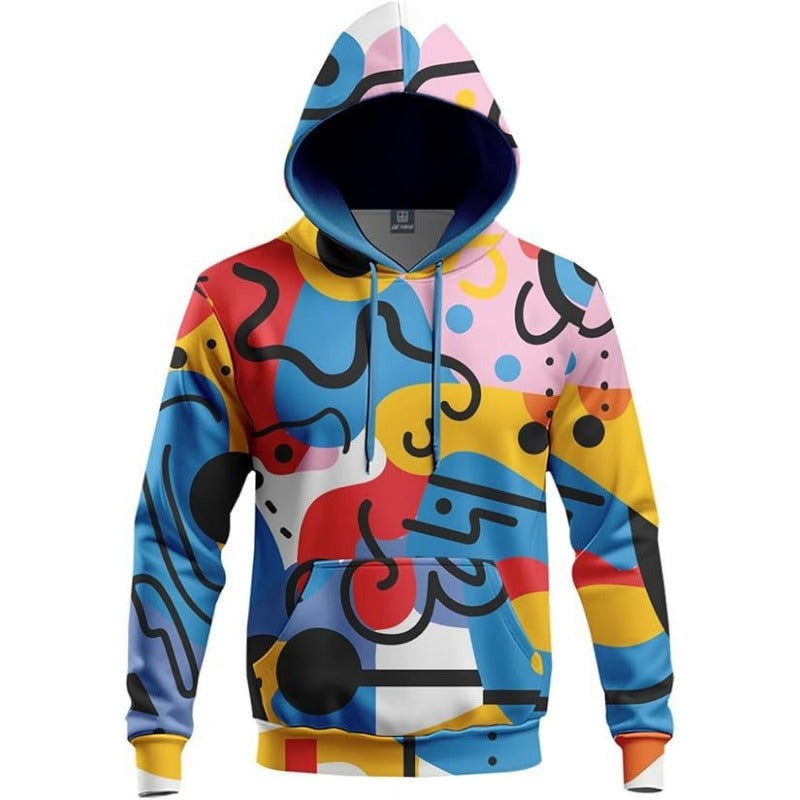 Splicing Pattern Digital Print Hoodie