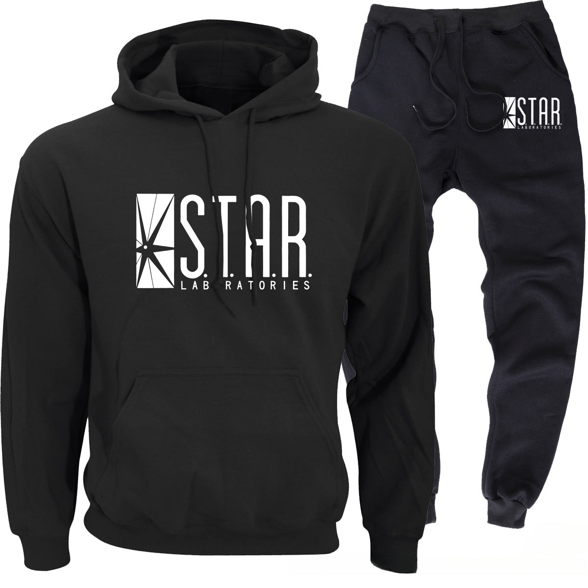 Casual Sports Star Laboratories Letter Print Hoodie and Pants Co-ords