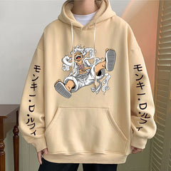 Unisex Luffy Fifth Gear Printed Anime Casual Hoodie