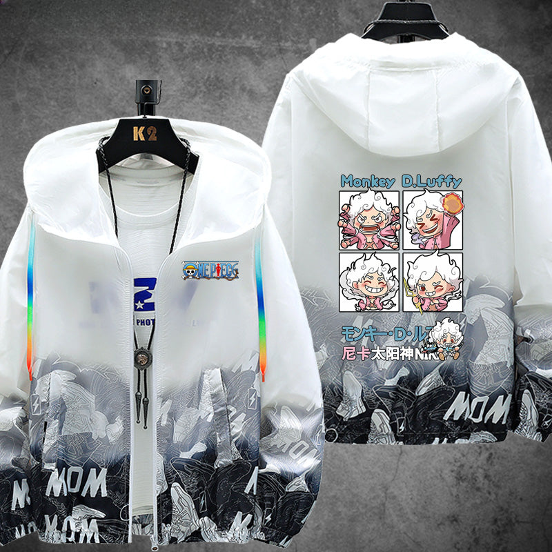Unisex Luffy Zipper Sunscreen Thin Jacket