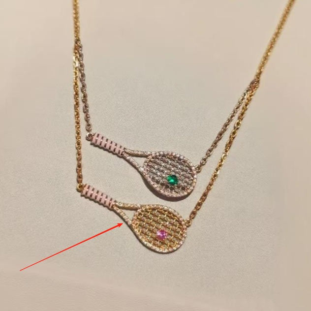 Dazzling Tennis Racket Pendant Necklace