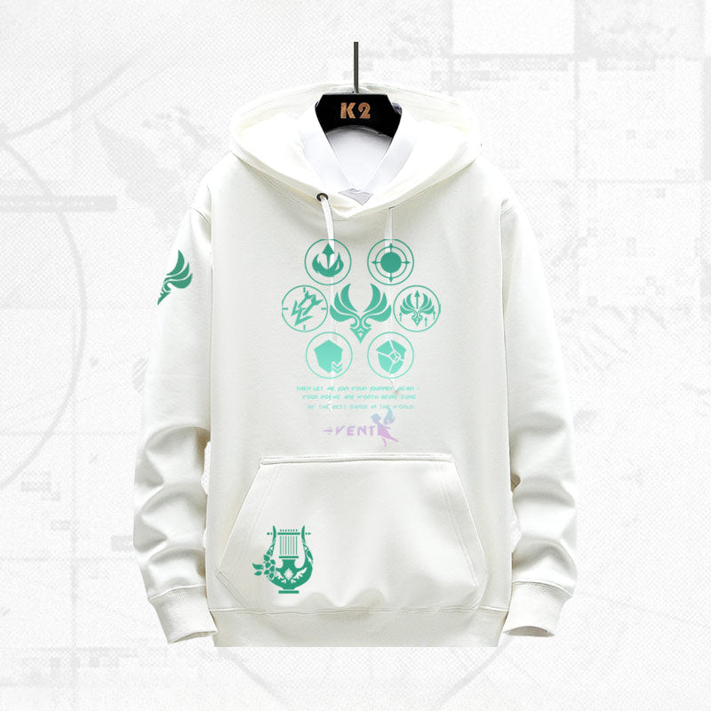Unisex Game Venti Printed Loose Hoodie