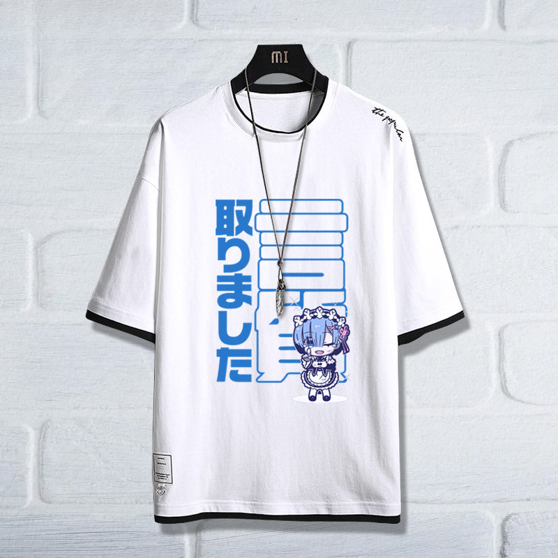 Casual Anime Pattern Print Loose T-shirt